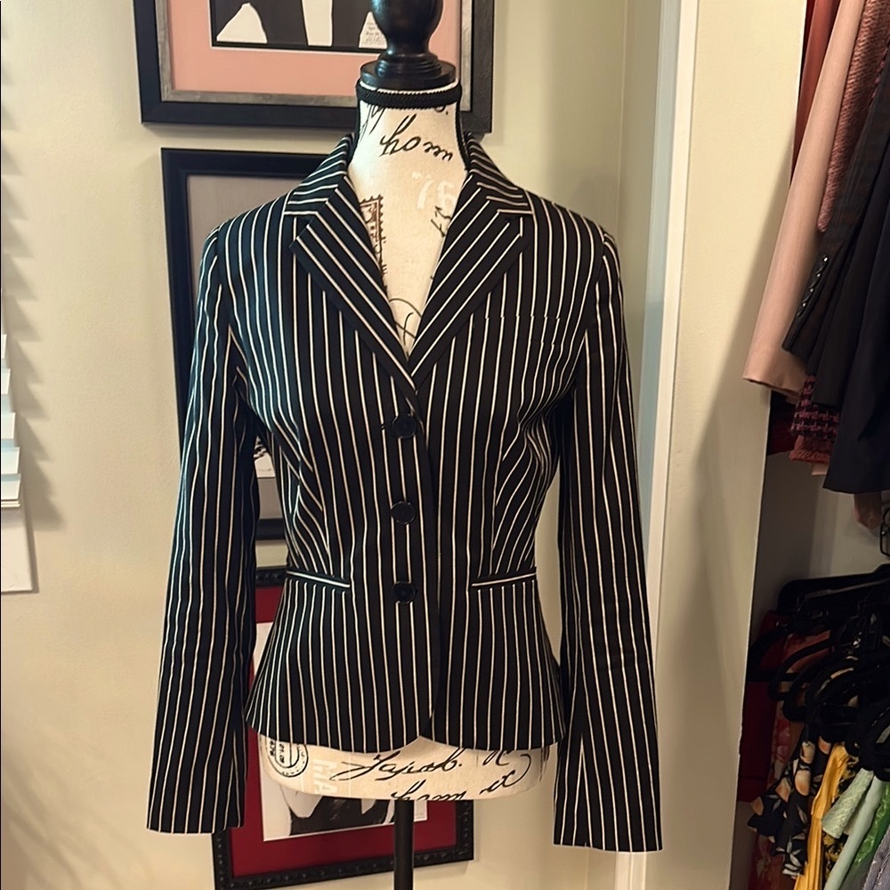 Ralph Lauren Black and Ecru Striped Women's Blazer